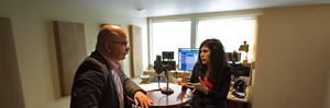 L-R: Kourosh Kayvani chats with materials engineer and inventor Veena Sahajwalla.